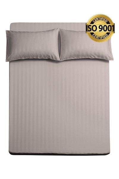 Master Home Textile طقم ملاءات من الألياف الدقيقة، مقاس مفرد، قطعتين، تصميم خطوط الفنادق