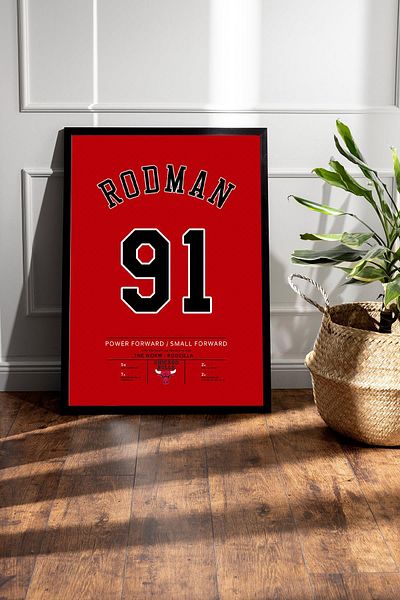 Saturn Dennis Rodman Jersey Framed Painting - Nba Chicago Bulls Jersey