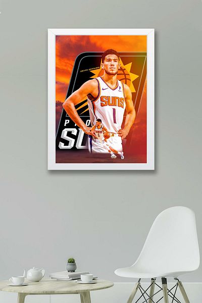 Saturn Devin Booker Framed Painting - Phoenix Suns Nba Poster Painting