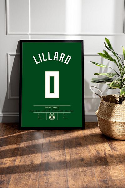 Saturn Tricou Damian Lillard cu cadru - Tricou NBA Milwaukee Bucks