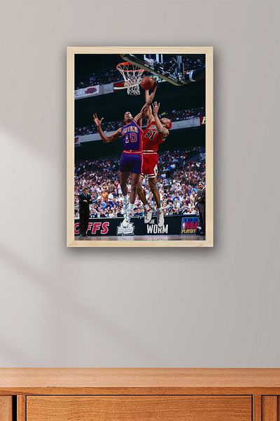 Saturn Dennis Rodman Framed Painting - Basketball Nba Poster Painting