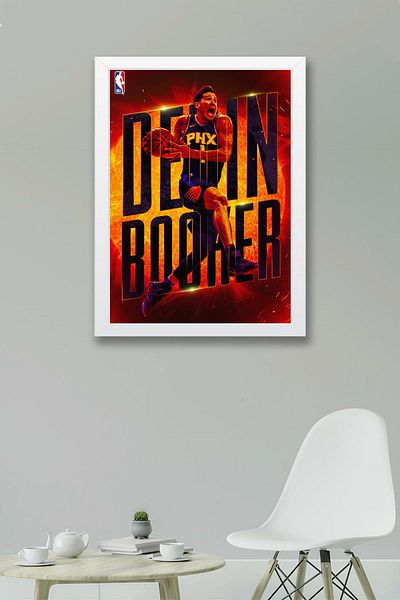 Saturn Devin Booker Framed Painting - Basketball Nba Poster Painting