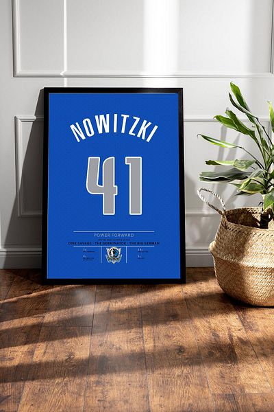 Saturn Dirk Nowitzki Jersey Framed Painting - Nba Dallas Mavericks Jersey