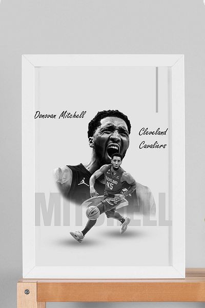 Saturn Tablou înrămat Donovan Mitchell - Pictură poster NBA Cleveland Cavaliers