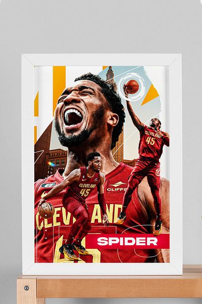 Saturn Donovan Mitchell Framed Painting - Basketball Nba Poster Painting