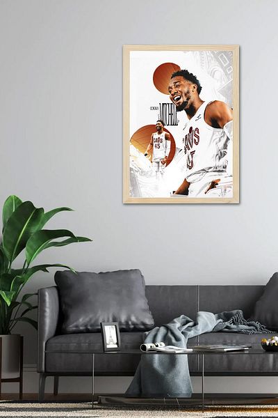 Saturn Donovan Mitchell Framed Painting - Basketball Nba Poster Painting