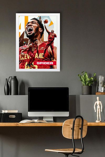 Saturn Donovan Mitchell Framed Painting - Basketball Nba Poster Painting