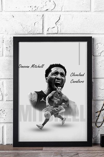 Saturn Tablou înrămat Donovan Mitchell - Pictură poster NBA Cleveland Cavaliers