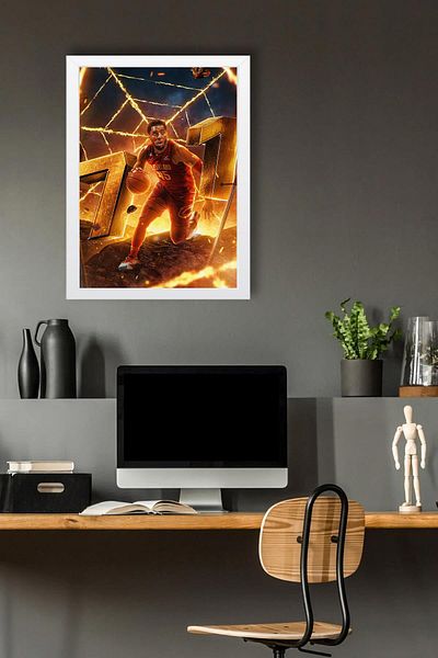 Saturn Donovan Mitchell Framed Painting - Basketball Nba Poster Painting