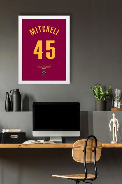 Saturn Tricou Donovan Mitchell cu cadru de pictură - Tricou NBA Cleveland Cavaliers