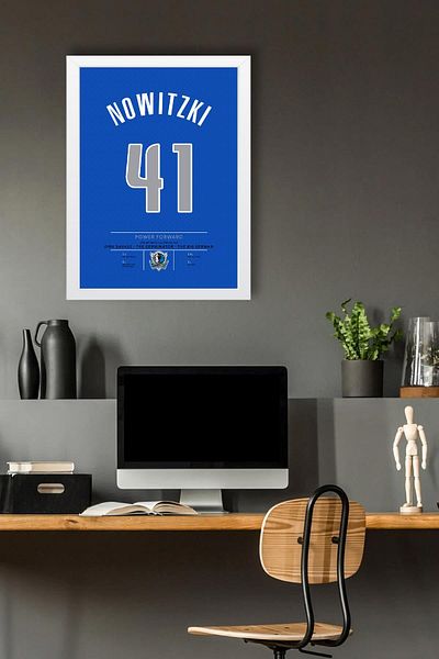 Saturn Dirk Nowitzki Jersey Framed Painting - Nba Dallas Mavericks Jersey