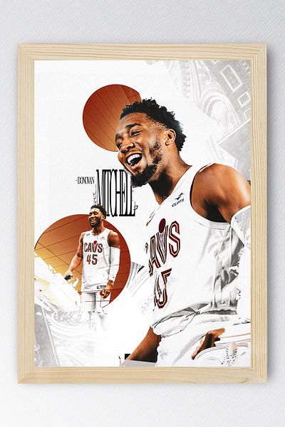 Saturn Donovan Mitchell Framed Painting - Basketball Nba Poster Painting