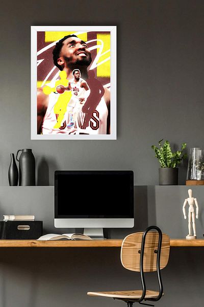 Saturn Donovan Mitchell Framed Painting - Basketball Nba Poster Painting