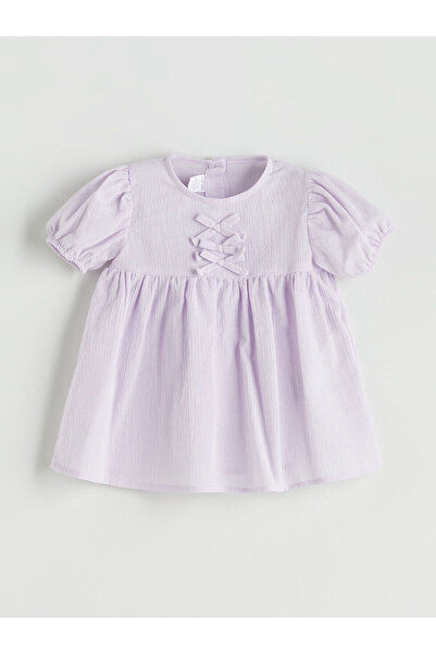 LC Waikiki Vizyon New Season Ribbon Detailed Baby Girl Dress with Cotton Pieces