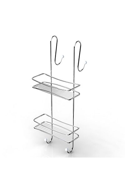 Prima Nova 2-Tier Elegant and Modern Design Hanging Shower Caddy Silver D-05249