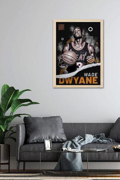 Saturn Dwyane Wade Framed Painting - Basketball Nba Poster Painting