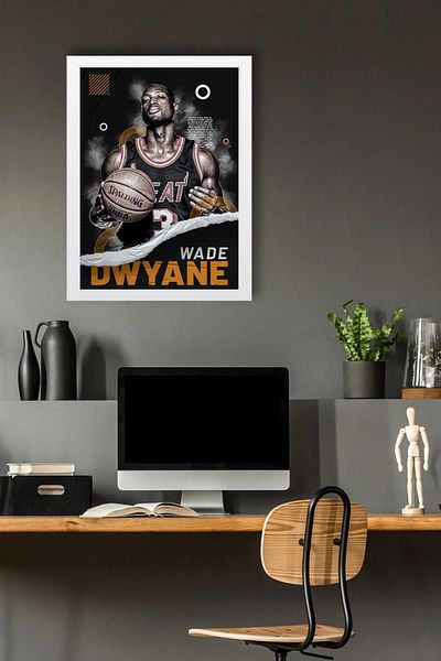 Saturn Dwyane Wade Framed Painting - Basketball Nba Poster Painting