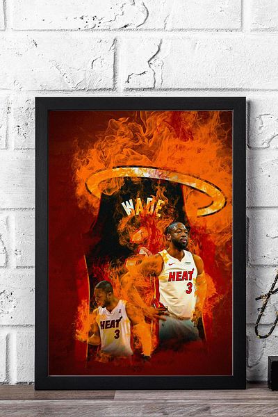 Saturn Dwyane Wade Framed Painting - Basketball Nba Poster Painting