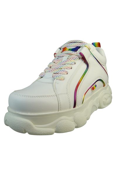 Buffalo Damen Low Sneaker Low Top 1636471 Weiß White/rainbow Kunstleder