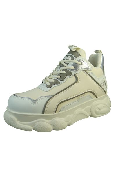 Buffalo Damen Low Sneaker Low Top 1636466 Creme Cream/Grey Silver Kunstleder