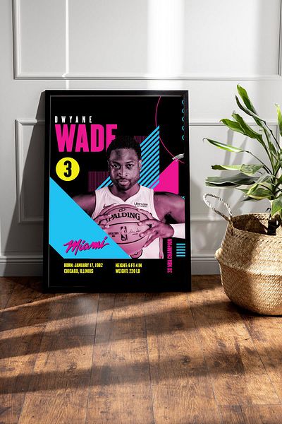 Saturn Dwyane Wade Framed Painting - Basketball Nba Poster Painting