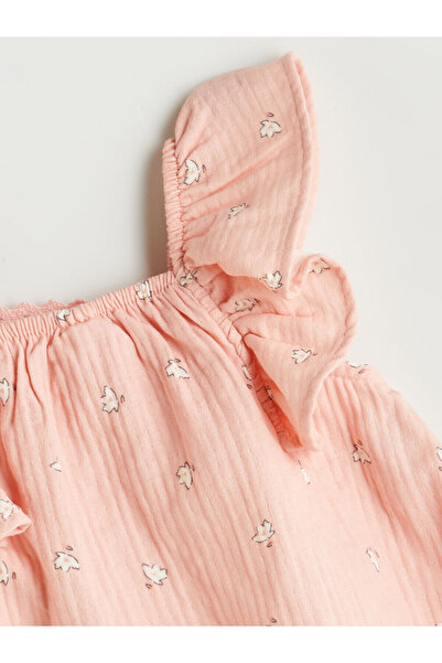 LC Waikiki Květinové dívčí šaty s čtvercovým výstřihem