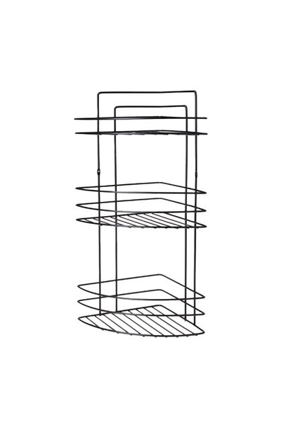 Prima Nova 3-Shelf Stainless Steel Open Bathroom Corner Caddy Black