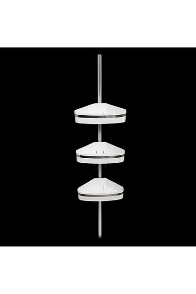 Prima Nova Fina Adjustable 3-Tier Plastic Corner Shower Pole Caddy