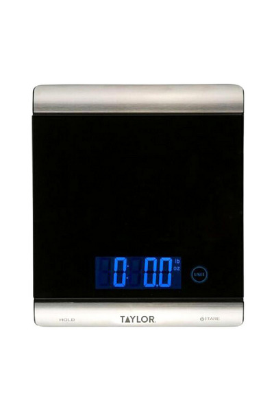 Taylor ميزان مطبخ رقمي فضي وأسود 15 كجم