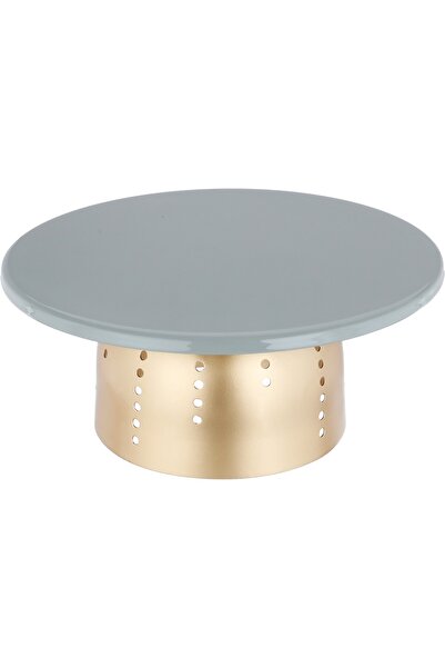 Generic Al Saif Gallery Steel Cake Stand, Gold Base, 24x24x10cm - Golden Gray