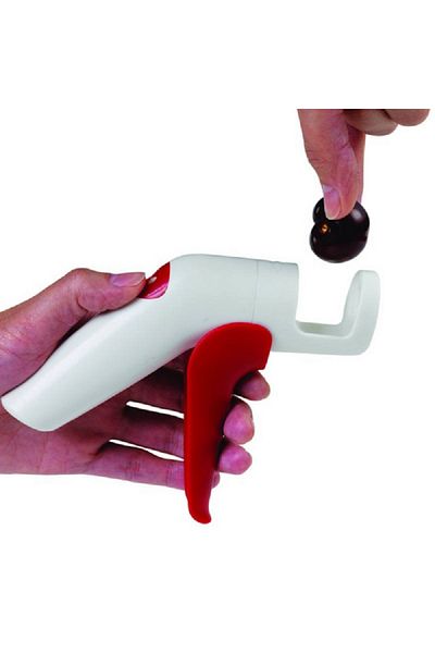Taylor Dishwasher Safe Handheld Trigger Operation Bladeless Cherry and Olive Pitter White and Red