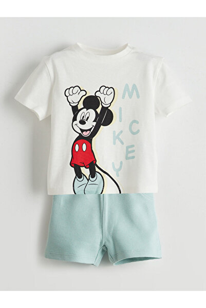 LC Waikiki تيشيرت وقميص للأولاد الصغار مطبوع عليه ميكي ماوس للموسم الجديد - S...