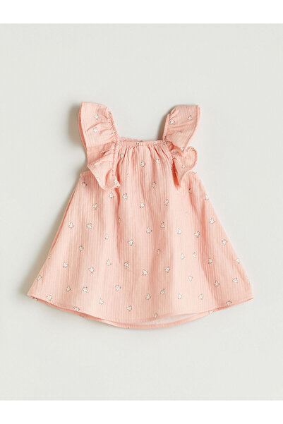 LC Waikiki Květinové dívčí šaty s čtvercovým výstřihem