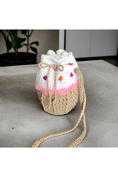 By G Tasarım Children's Bag Cupcake, Cotton Rope Knitting Children's Bag