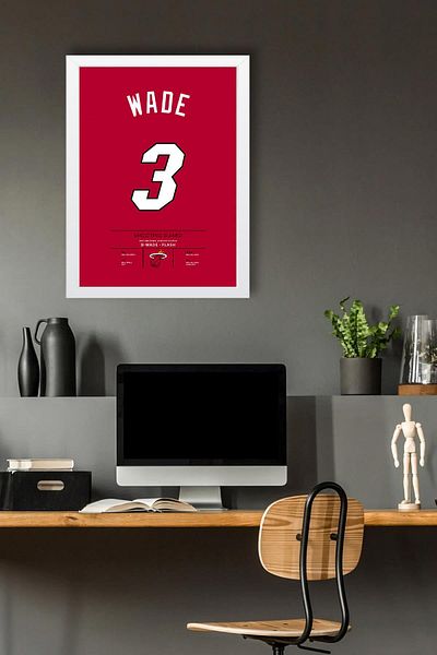 Saturn Tricou Dwyane Wade cu cadru - Tricou NBA Miami Heat