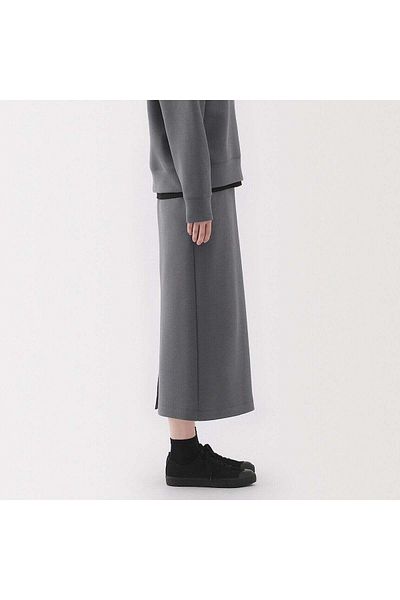 Muji تنورة مستقيمة مزدوجة الحياكة