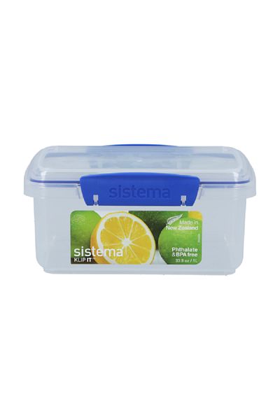 Sistema Klip It Rectangular Food Storage Container Clear and Blue 1