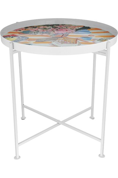 Alsaif Gallery طاولة تقديم استيل، 48×48×47 سم - متعدد الالوان