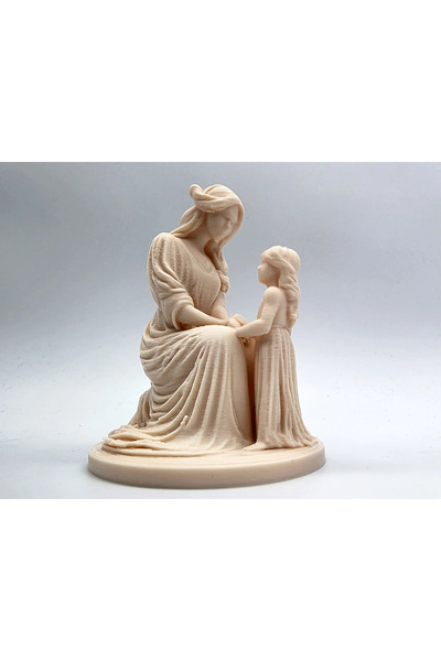 TSC Mini Anne Kız Heykeli Ahşap Katkılı Ev Dekorasyon Objesi Dekoratif 13CM