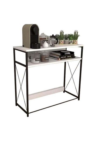 Luxehome Coffee Corner Table, Console Entrance Table, To Arrange And Organize Your Needs - White / Black