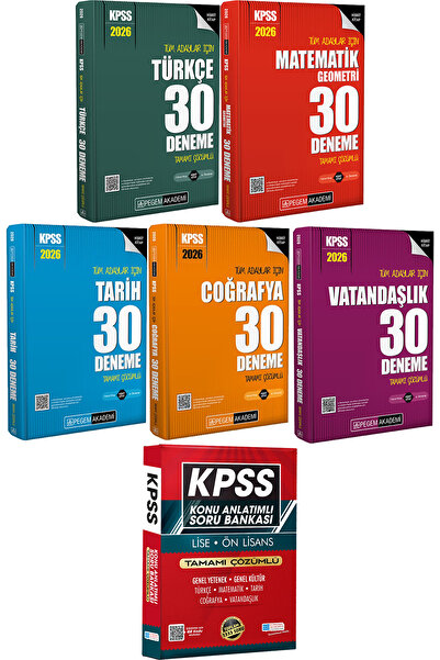 Pegem Akademi Yayıncılık 2026 KPSS Türkçe Matematik Tarih Coğrafya Vatandaşlı...