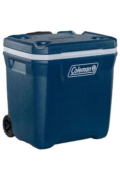 Coleman Xtreme Wheeled HDPE Ice Chest with Telescopic Handle Dark Blue and White 26 Liter