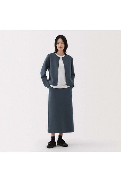 Muji تنورة مستقيمة مزدوجة الحياكة