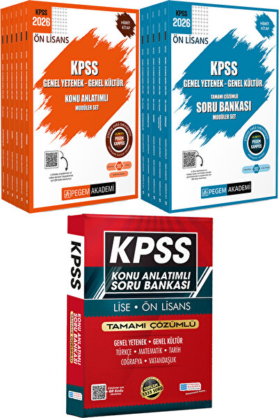 Pegem Akademi Yayıncılık 2026 KPSS Ön Lisans Konu Modüler Set - Soru Bankası ...