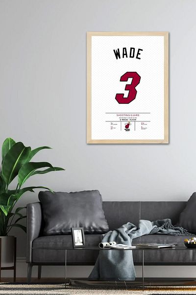 Saturn Dwyane Wade Jersey Framed Painting - Nba Miami Heat Jersey