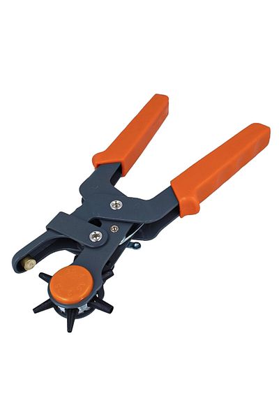 PUFO Clește perforator cu 6 capete rotative pentru curea, portocaliu/negru