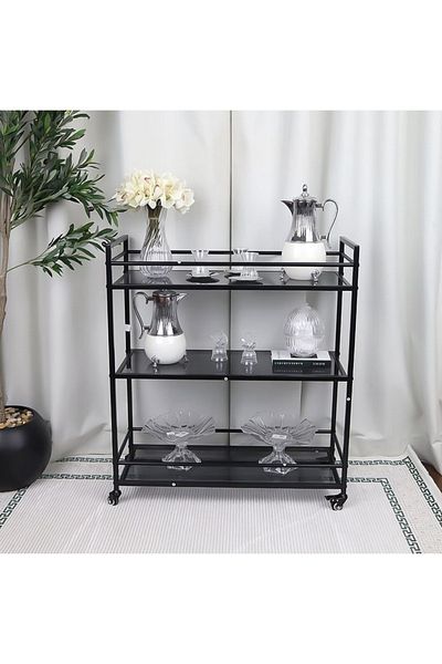 private house Grey Glass Tea and Coffee Trolley