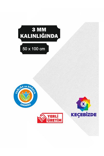 KeçeBizde White Felt 3 mm 50 X 100 cm Size