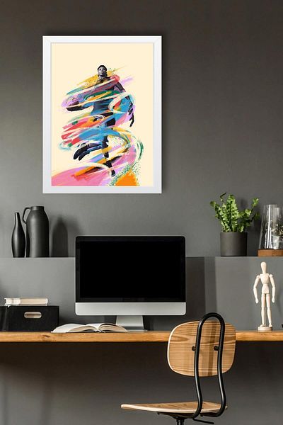 Saturn Giannis Antetokounmpo Framed Painting - Basketball Nba Poster Painting