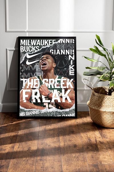 Saturn Pictură înrămată Giannis Antetokounmpo - Pictură poster NBA Milwaukee Bucks